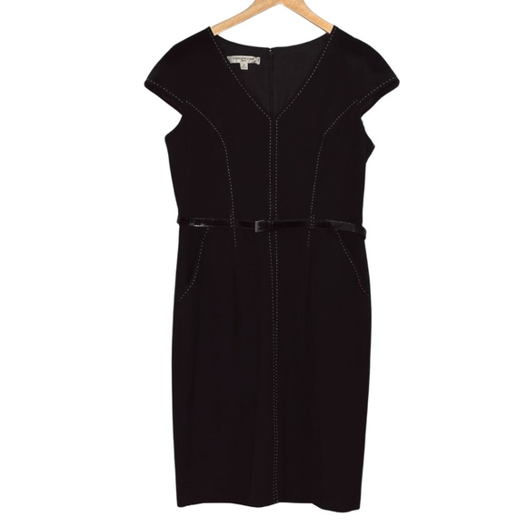 Minimalist Structured Little Black Dress Effortless Style Capsule Dress Size 12 - Picture 1 of 14